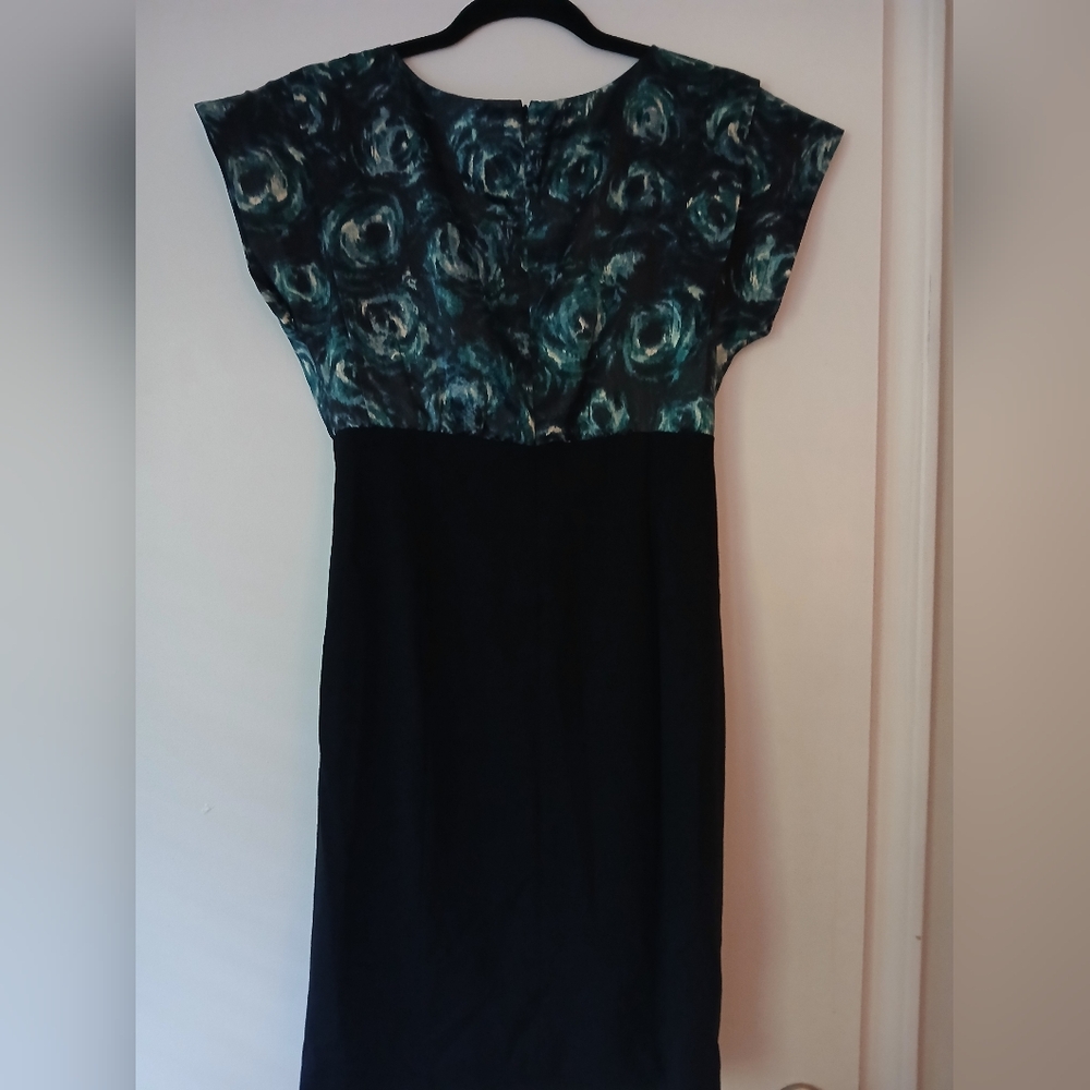 Ann Taylor Blue Black Floral Art Silk Satin Blouse Work Cocktail Dress- 2 - Picture 12 of 12